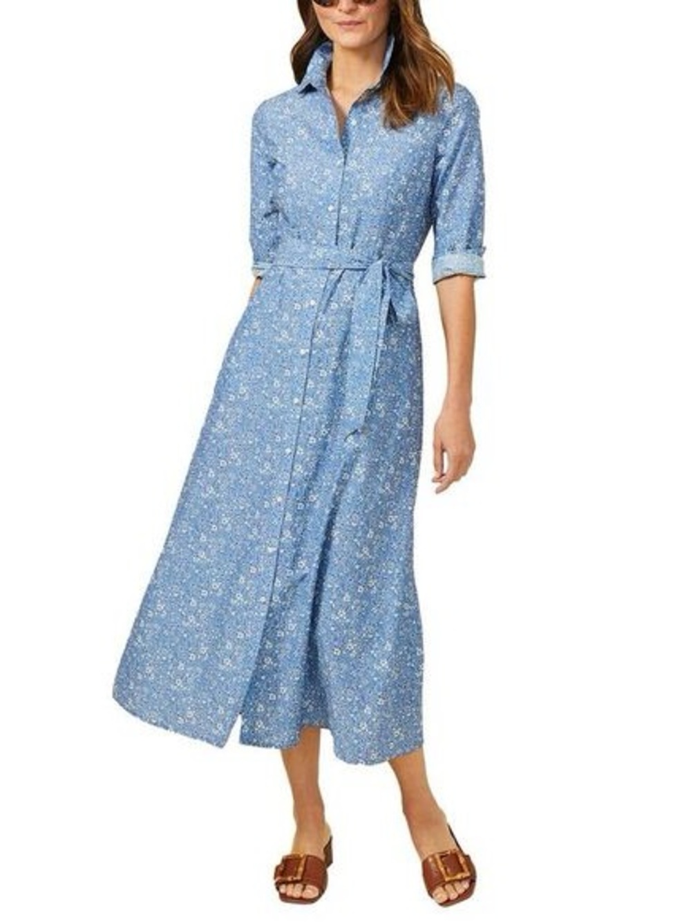 J. McLaughlin Paloma Silk Blend Blue Floral Dress Sz XS